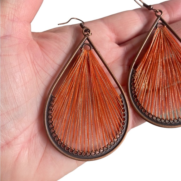 Bohemian Style Threaded Teardrop Drop Earrings - Picture 2 of 5